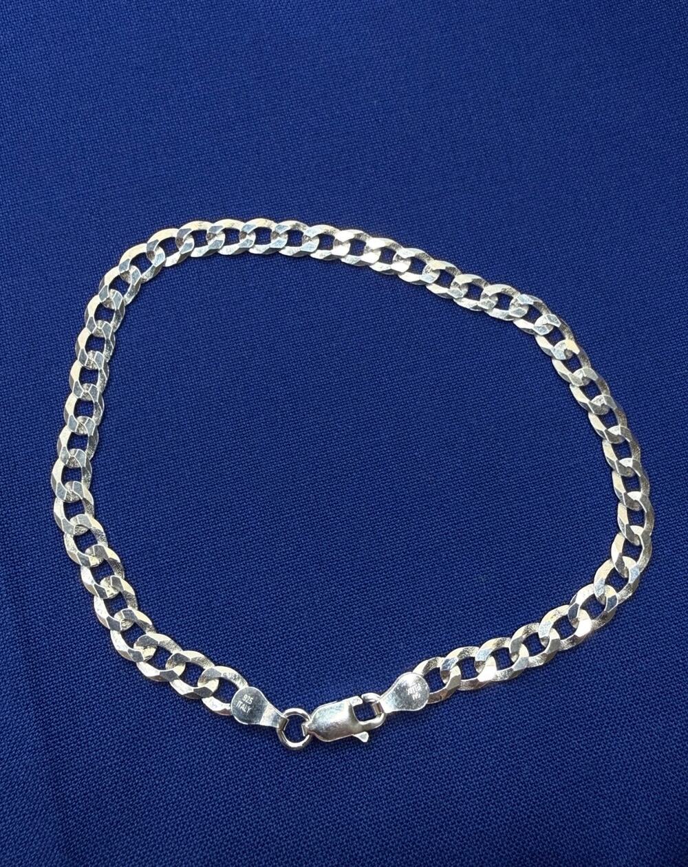 925 Italy Sterling Silver Miami Curb Link Bracelet 4.8mm 8in